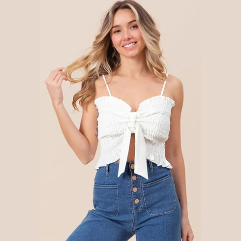 'Colette' Ruffled Smocked Camisole - Celes Fashion